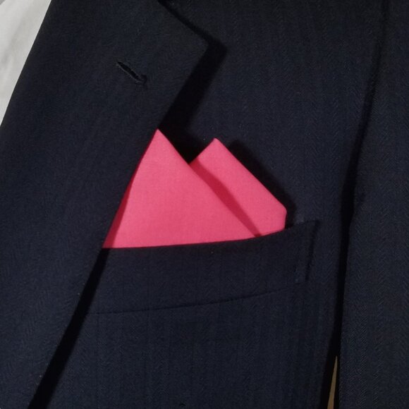 New - Magenta Pink Cotton Pre-Folded Pocket Square Handkerchief Insert - Picture 5 of 7